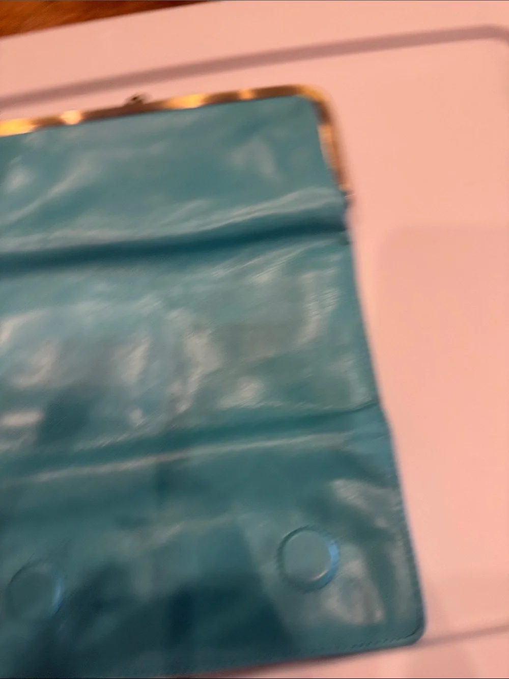 HOBO Turquoise Clutch Wallet with Gold-Tone Frame